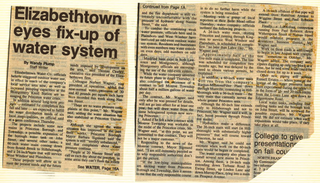Elizabethtown eyes fixup of water system Princeton Hook & Ladder Company